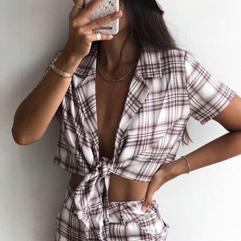 *NWT* Tiger Mist Kelis Top• XS• Tan Check